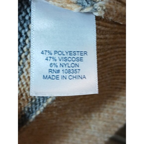 St Johns Bay Womens Mock Neck Sweater Beige Blue Stripe Button Shoulder XL - Picture 6 of 7